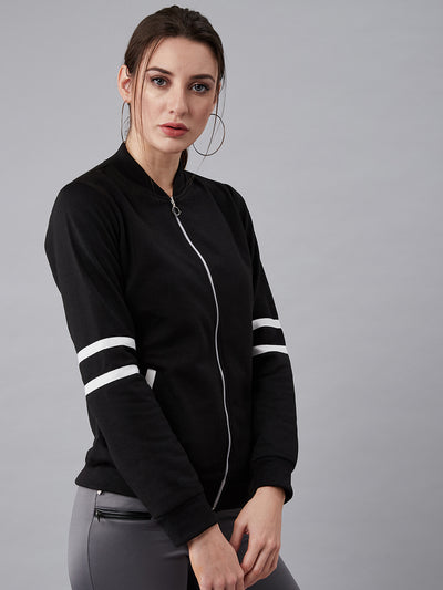 Athena Women Black Solid Sweatshirt - Athena Lifestyle