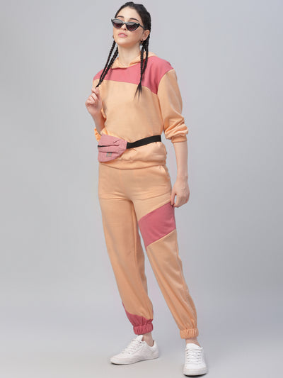 Athena Women Peach-Coloured & Pink Colourblocked Top with Trousers - Athena Lifestyle