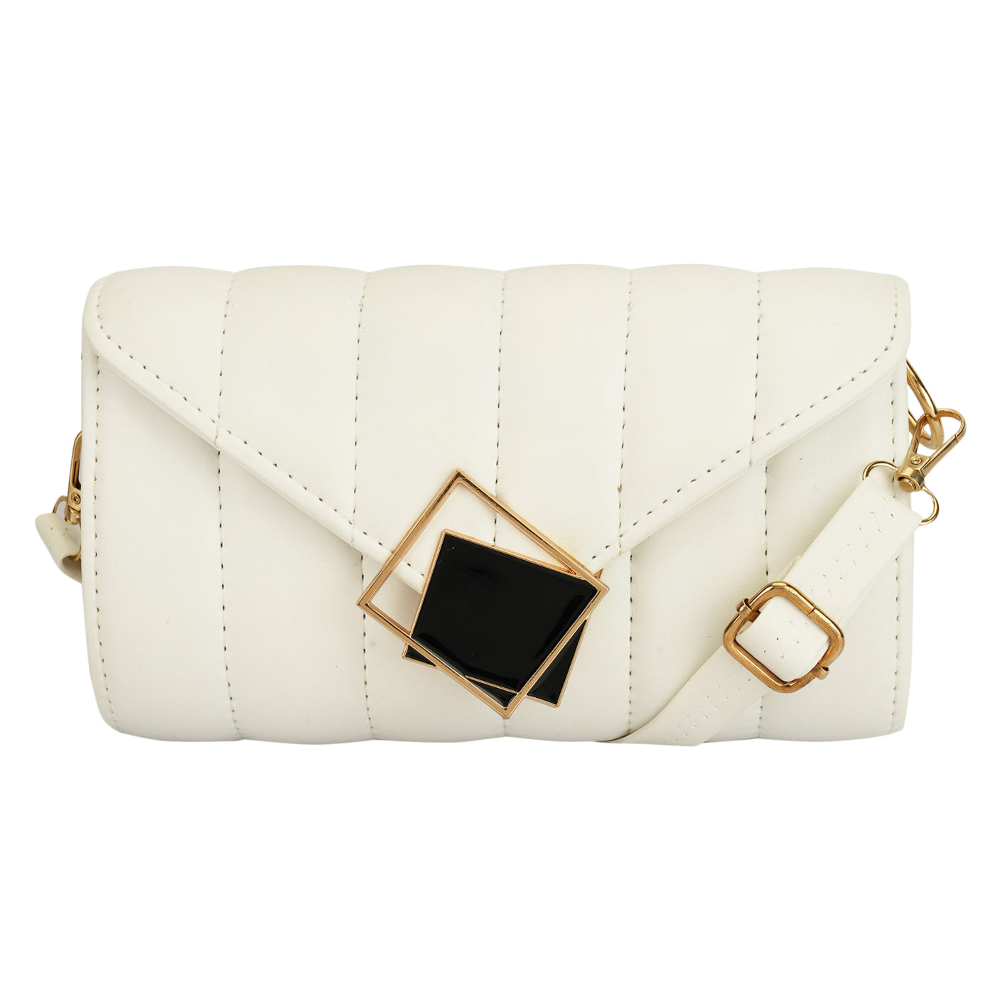Athena White Structured Sling Bag with Quilted - Athena Lifestyle