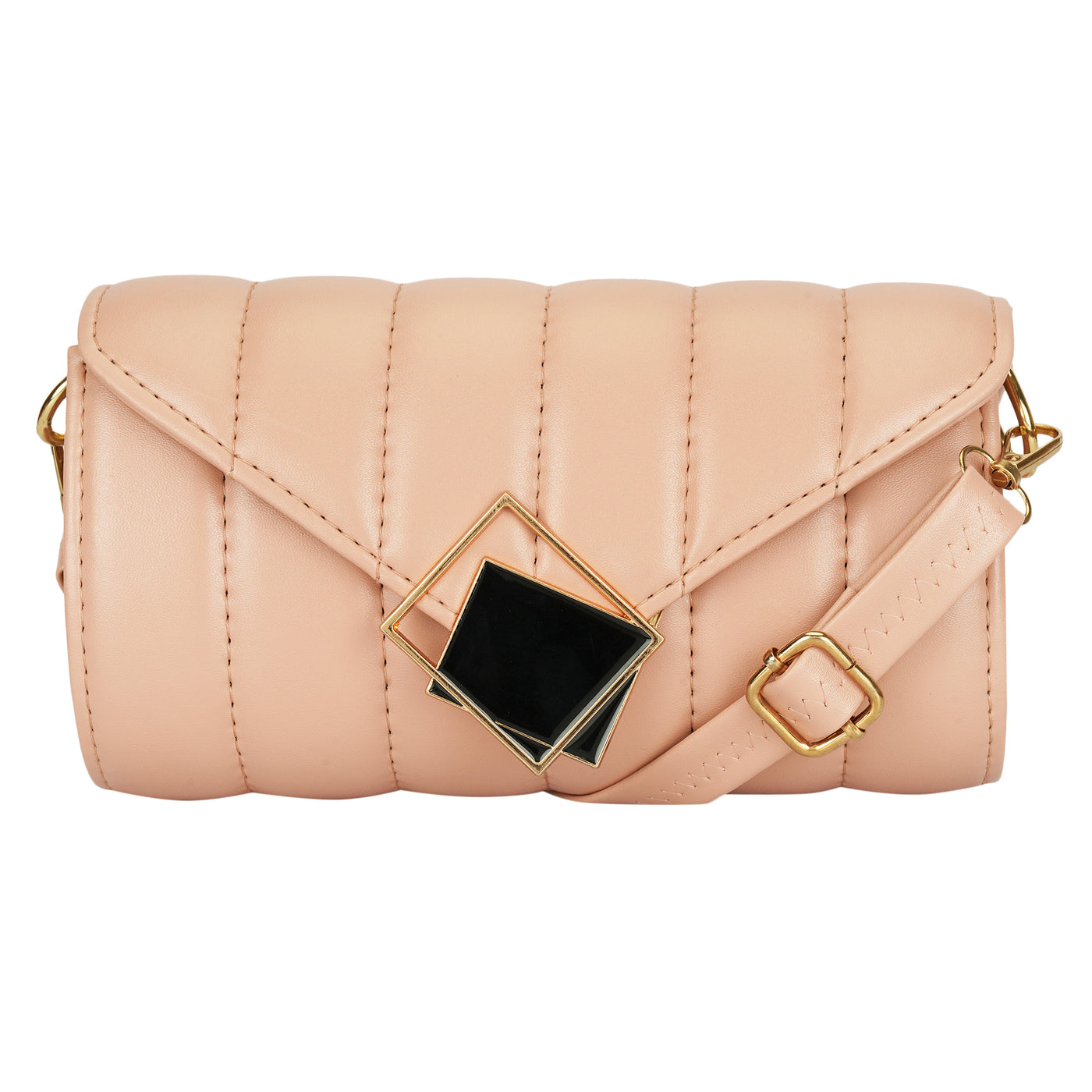 Athena Peach-Coloured Textured Structured Sling Bag - Athena Lifestyle