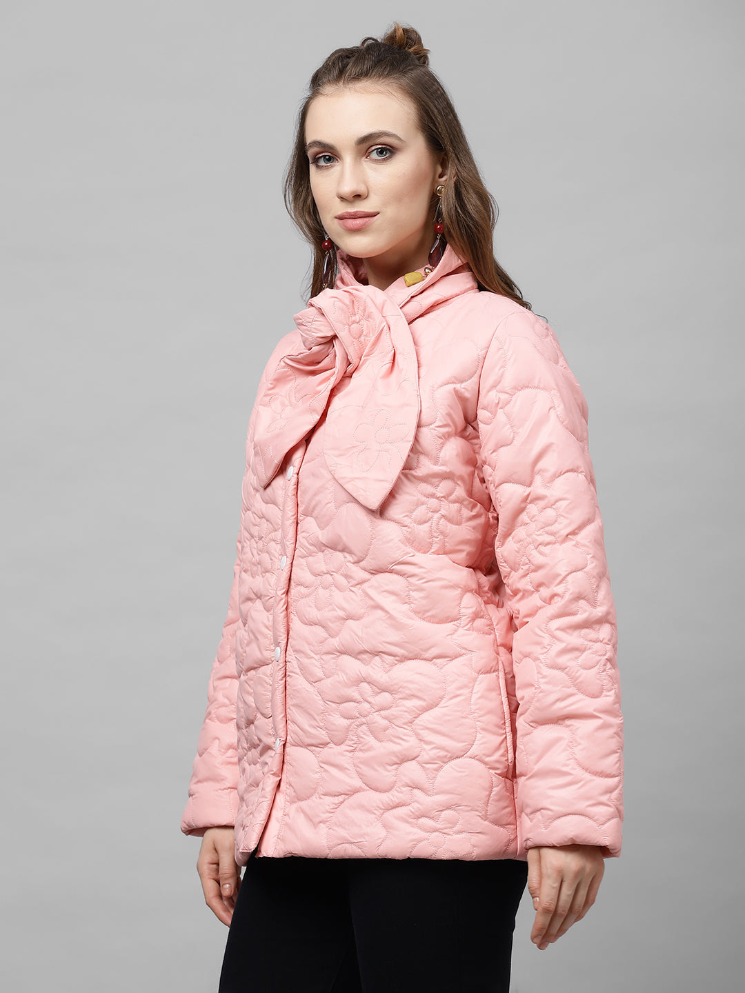 Athena Women Pink Solid Lightweight Quilted Jacket - Athena Lifestyle