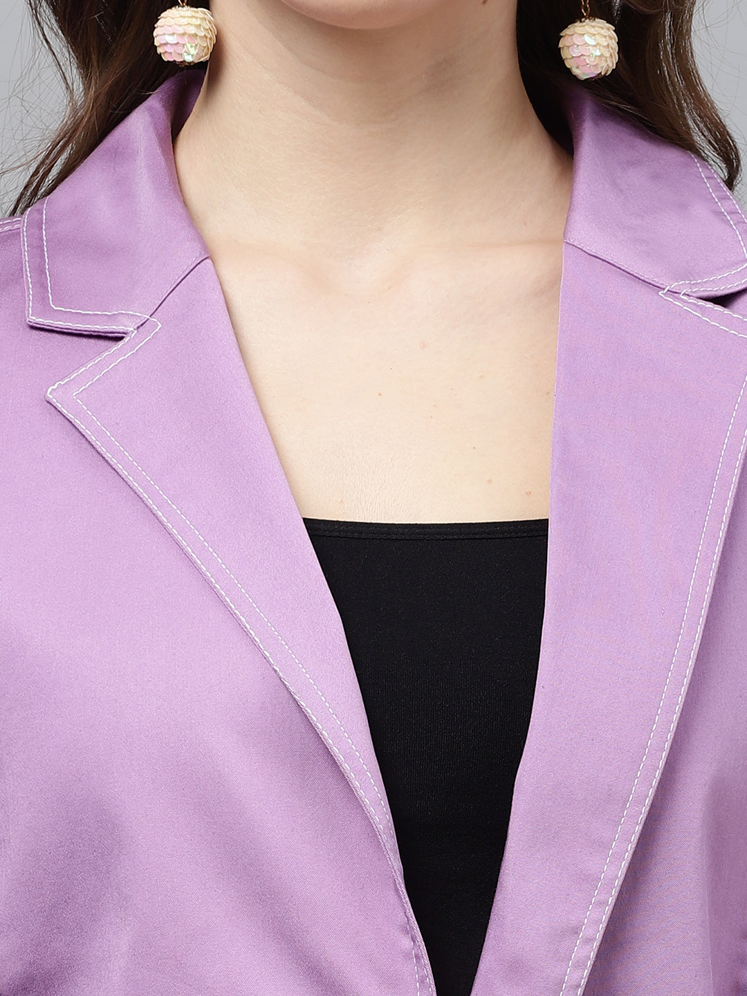 Athena Women Lavender Solid Denim Overcoat - Athena Lifestyle