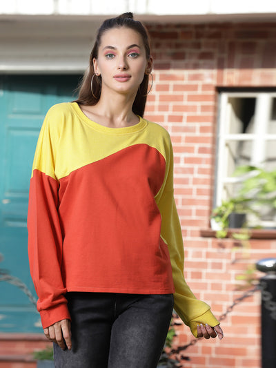Athena Women Colour blocked Fleece Sweatshirt - Athena Lifestyle