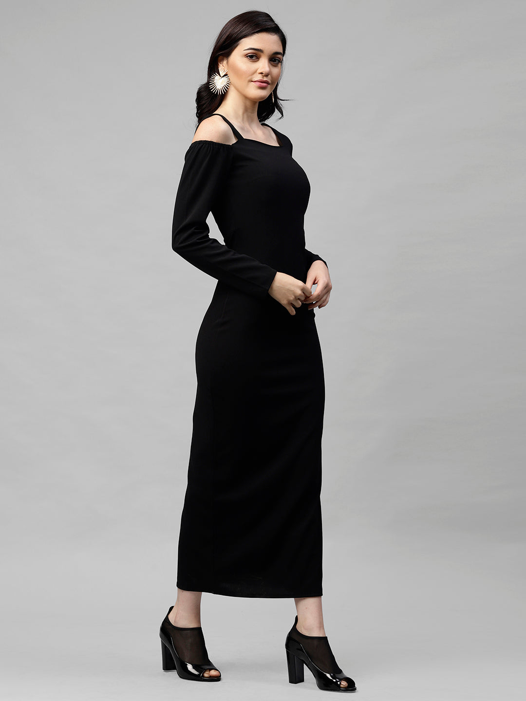 Athena Women Black Solid Maxi Dress - Athena Lifestyle