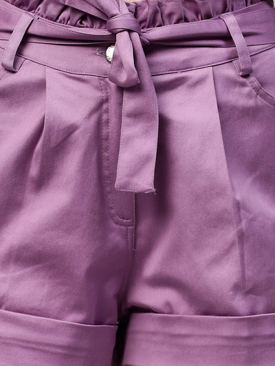 Athena Women Lavender Solid Regular Fit Shorts - Athena Lifestyle