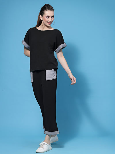 Athena Women Black & Grey Solid Co-Ords Set - Athena Lifestyle