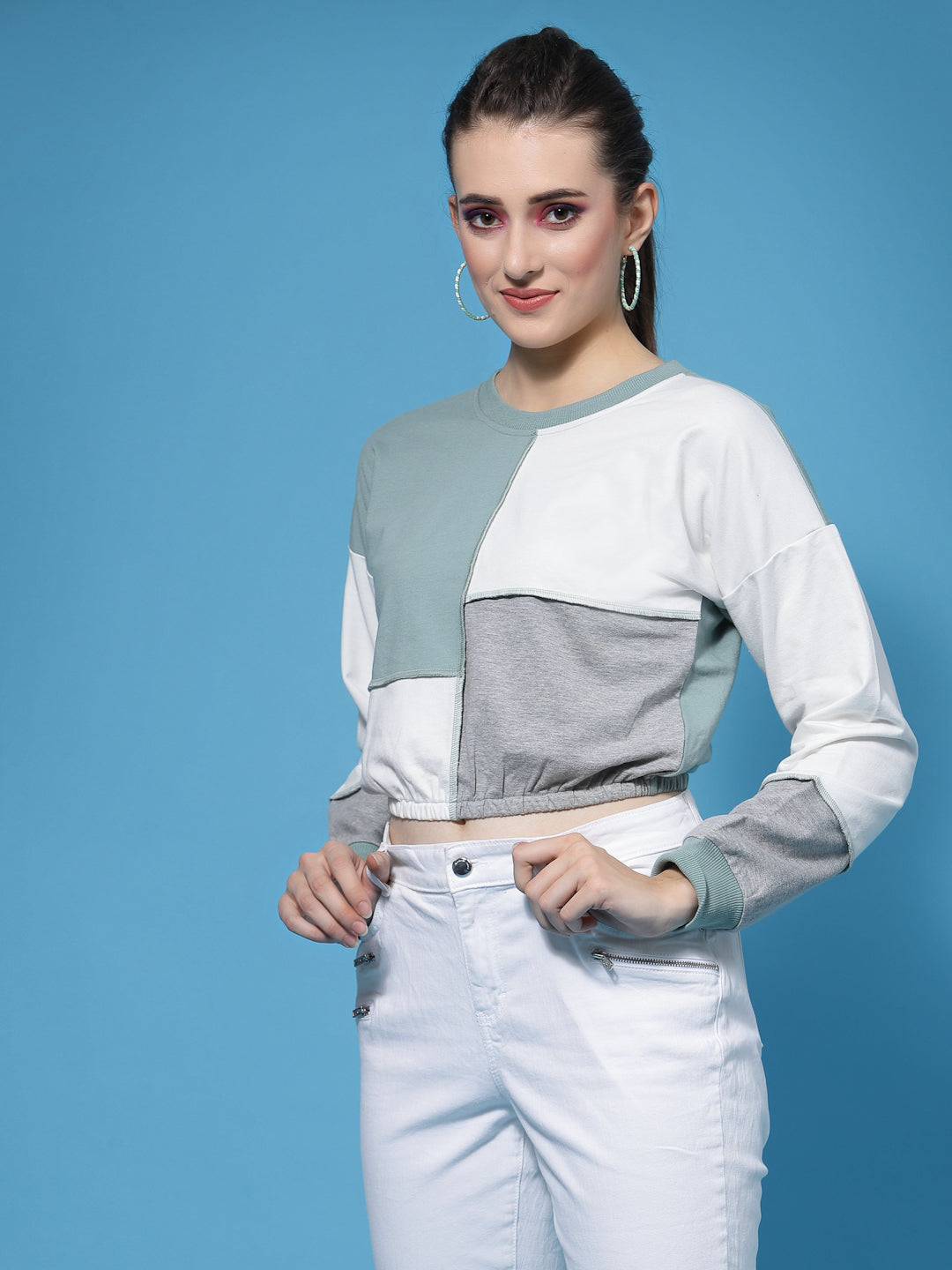 NEW Athena Women Colourblocked Cotton Sweatshirt - Athena Lifestyle