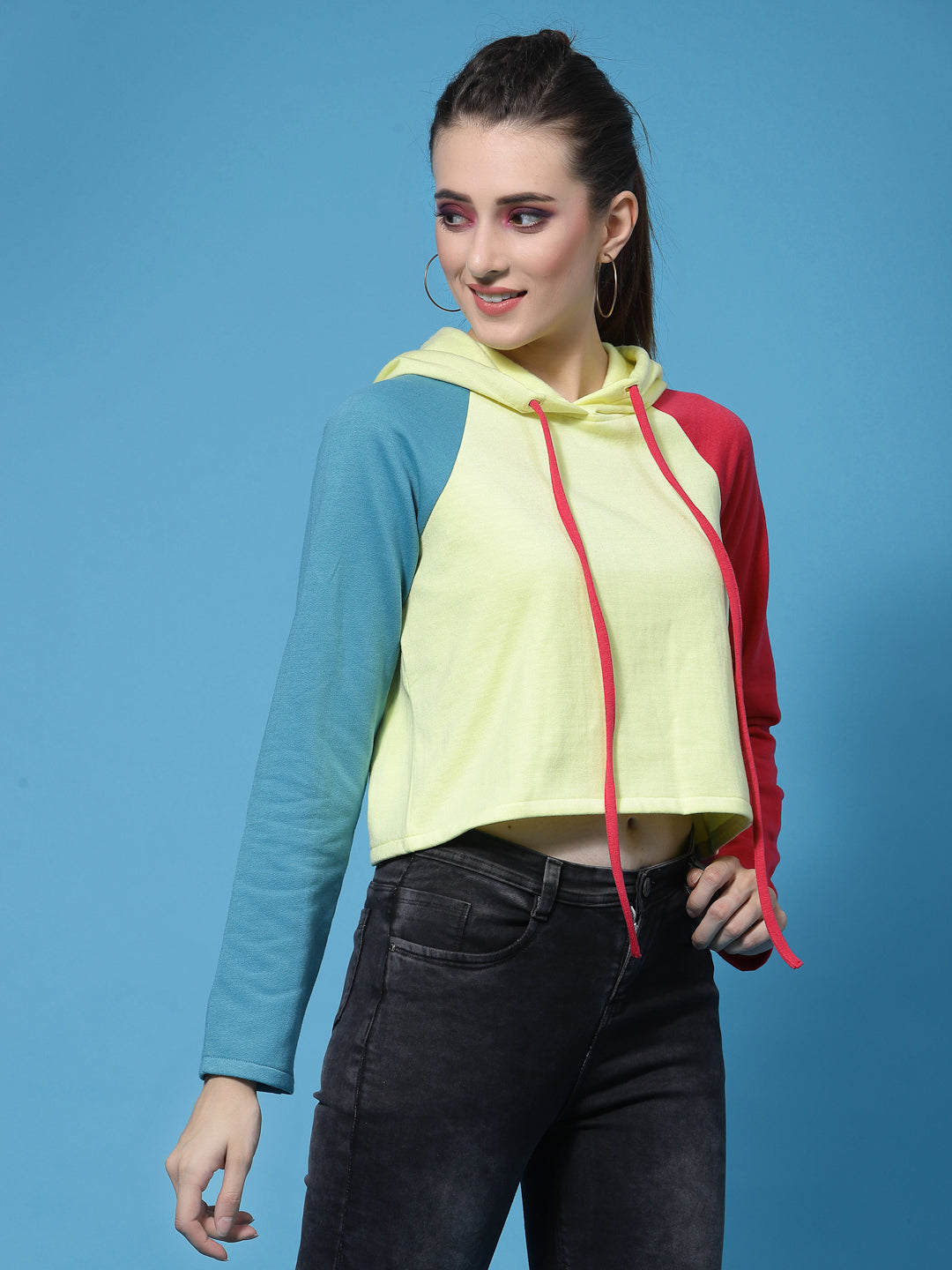 Athena Women Colourblocked Hooded Sweatshirt - Athena Lifestyle