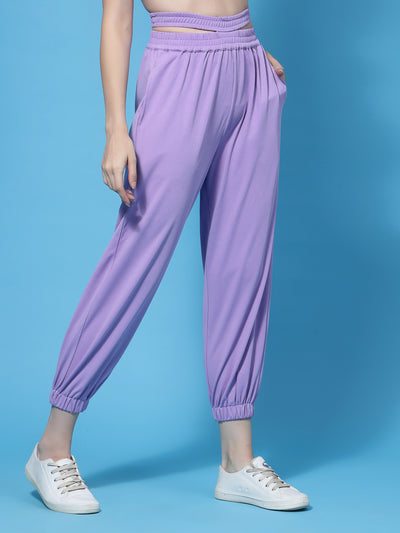 Athena Women Lavender Smart Loose Fit Easy Wash Joggers Trouser - Athena Lifestyle