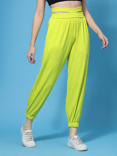 Athena Women Green Smart Loose Fit Easy Wash Joggers Trouser - Athena Lifestyle